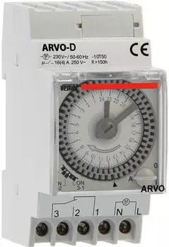 Vemer ARVO-D Mechanische Zeitschaltuhr Tägliche Programmierung, DIN-Hutschiene, Grau (VP882500)