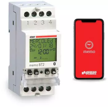 Vemer Memo BT2 Digitale & Astronomische Zeitschaltuhr 2-Kanal Bluetooth Hutschiene (VE767700)