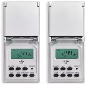 Elro TO3000 Digitale Au&szlig;enzeitschaltuhr 3600W IP44, 2er-Pack (TO3000-2)