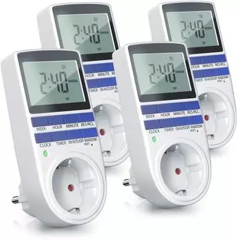Bearware Zeitschaltuhr Digital LCD 2,1" 3680W 10 Programme 4er-Pack (306766)