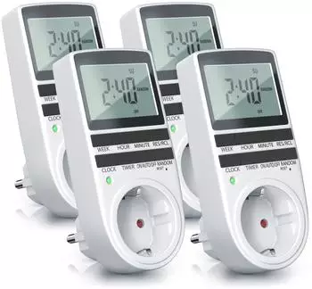 Bearware Digitale Zeitschaltuhr LCD-Display 3680W 10 Programme 4er-Pack (306728)