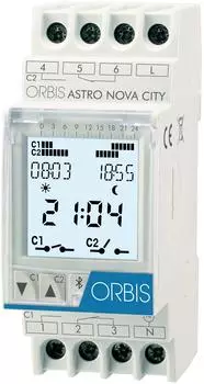 Orbis Astro Nova City Astronomische Zeitschaltuhr 230V T&auml;glich/W&ouml;chentlich 2 Kreise 16(10)A 40 Memo (OB178012)