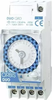 Orbis DUO QRD Hutschienen-Zeitschaltuhr analog 230V (OB292032)