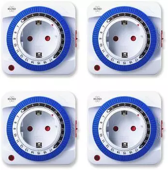 Elro TI1000 Mechanische Zeitschaltuhr analog, 3600W, 4er-Set (TI1000-4)