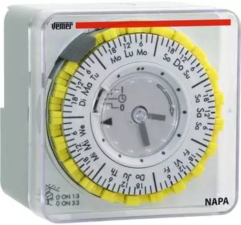 Vemer NAPA-W elektromechanische Zeitschaltuhr, wöchentlich, Hellgrau (VP885800)