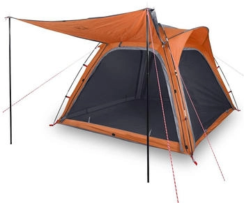 vidaXL Campingzelt 4 Personen Grau und Orange Quick Release Wasserfest