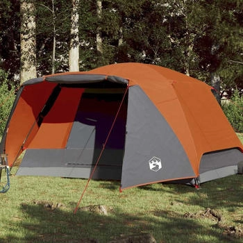 vidaXL Campingzelt mit Vorzelt 4 Personen Grau und Orange Wasserfest