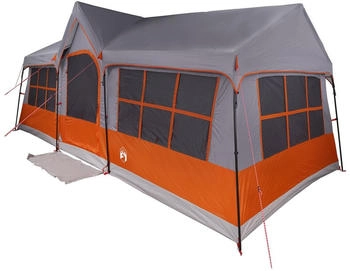 vidaXL Campingzelt mit Fenstern Grau und Orange 12-Personen Wasserdicht