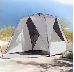 vidaXL Beach tent for 4 people Grey with quick opening