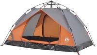 vidaXL Kuppel-Campingzelt 3 Personen Grau und Orange Quick Release
