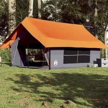 vidaXL Family tent for 5 people Grey and Orange waterproof
