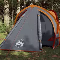 vidaXL Kuppel-Campingzelt 2 Personen Grau und Orange Wasserdicht
