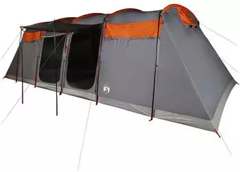 vidaXL Tunnel tent for 8 people Grey / Orange with E-port