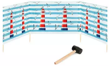Garronda Strand Sichtschutz lang mit Gummihammer GAEX001 Leuchtturm 4 m