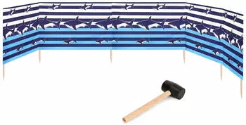 Garronda Strand Sichtschutz lang mit Gummihammer GAEX001 Streifen/Haie 6 m