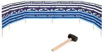 Garronda Strand Sichtschutz lang mit Gummihammer GAEX001 Streifen/Haie 8 m