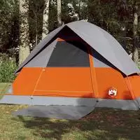 vidaXL Kuppel-Campingzelt 3 Personen Grau und Orange Wasserdicht