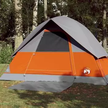 vidaXL Kuppel-Campingzelt 3 Personen Grau und Orange Wasserdicht