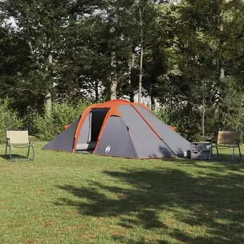 vidaXL 4 Personen Grau und Orange Taft Wasserdicht