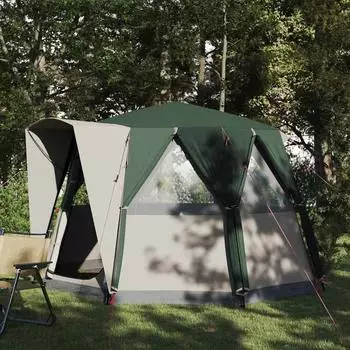 vidaXL Kabine Zelt 3-Personen 3 Personen Gr&uuml;n und Wei&szlig;