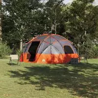 vidaXL Kuppelzelt 12 Personen Grau und Orange Taft