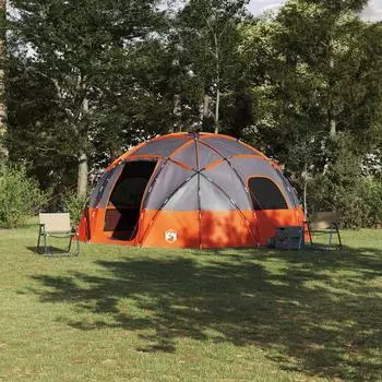 vidaXL 12 Personen Grau und Orange Taft