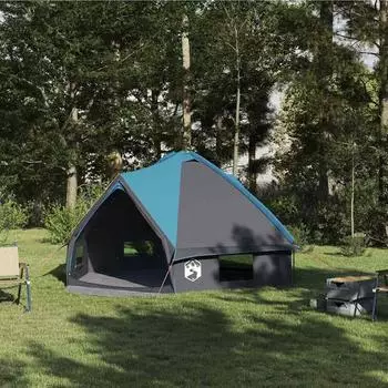 vidaXL Teepee Zelt f&uuml;r 6 Personen 6 Personen Blau und Grau