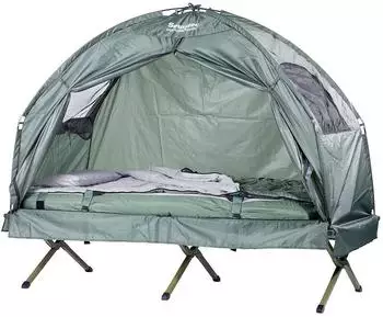 Semptec 4in1-Zelt inkl. Schlafsack, Matratze & Campingliege
