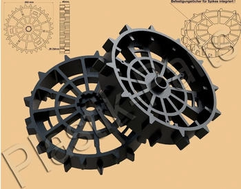 plastik-parts Antriebsräder 2er Set Offroad Profil für WORX Landroid S300 WR130E