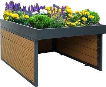 Mendler Mähroboter-Garage mit Pflanzkasten HWC-L45 WPC Metall 40x60x73cm Eiche-Optik