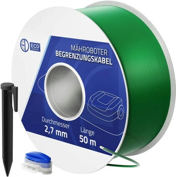ECD Germany 50m Universal Begrenzungskabel f&uuml;r M&auml;hroboter, inkl. 200 Erdn&auml;gel