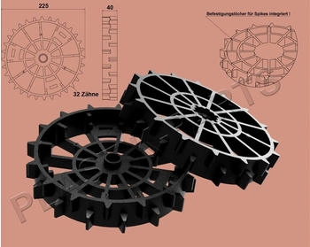 plastik-parts Antriebsräder 2er Set Offroad Profil für WORX Landroid L WR148E WR147E WE147E.1
