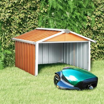 vidaXL Rasenm&auml;her Garage 92x97x63 cm Verzinkter Stahl Braun