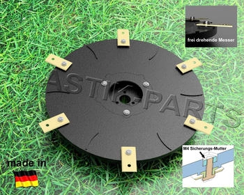 plastik-parts 6 Klingen Messerteller für Husqvarna 320 420 430X 440 450X 520 530 inkl. 6 Messer