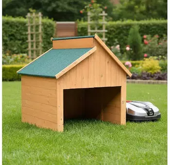 Mucola Wooden garage for robotic lawnmower brown/green