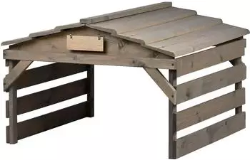 Dobar Mährobotergarage mit abnehmbarem Dach, Holz, steingrau (56177e)