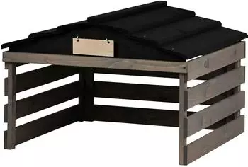 Dobar Mährobotergarage Holz mit abnehmbarem Dach 78,5x74x52,5cm Grau/Schwarz (56191e)