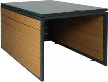 Proregal M&auml;hroboter-Garage XL Mit Deckel 43x70x90cm WPC Metall Eiche-Optik