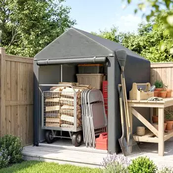 Outsunny Garagenzelt 1,2 x 1,79 x 1,65m mit Rei&szlig;verschlusst&uuml;r Dunkelgrau
