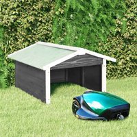 vidaXL Roboter-Rasenm&auml;her Garage 72x87x50 cm Grau Wei&szlig; Tannenholz