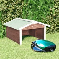 vidaXL Roboter-Rasenm&auml;her Garage 72x87x50 cm Mocca Wei&szlig; Tannenholz