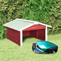 Roboter-rasenm&auml;her Garage 72x87x50 Cm Rot Wei&szlig; Tannenholz - Vidaxl