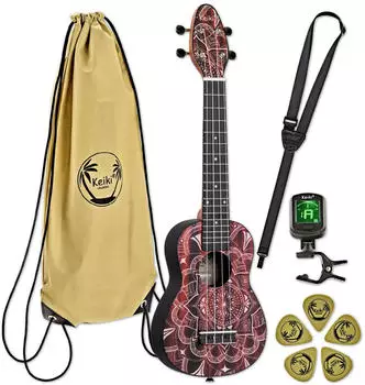 Ortega K2SS-RKC Keiki Superscale Ukulele Pack Red Kaleidoscope Neu