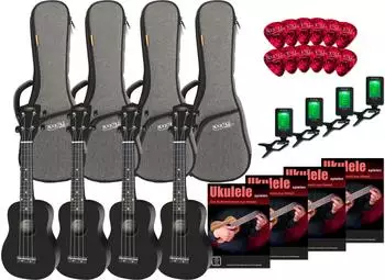 Classic Cantabile US-100 Ukulelenset f&uuml;r die Schule Schwarz Neu