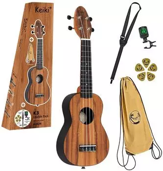 Ortega K3-ACA Ukulele Set Soprano Keiki Acacia