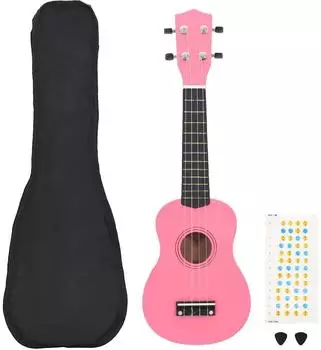 vidaXL Sopran-Ukulele-Set mit Tasche für Kinder, rosa, 23" (70153)