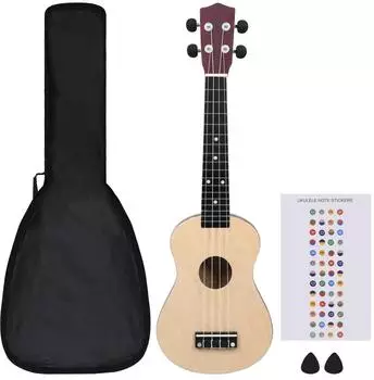 vidaXL Sopran-Ukulele-Set für Kinder mit Tasche, helles Holz, 23" (70151)