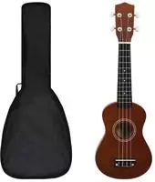 vidaXL Sopran Ukulele Set f&uuml;r Kinder mit Tasche Dunkles Holz 21"