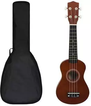 vidaXL Sopran-Ukulele-Set für Kinder mit Tasche, dunkles Holz, 21"