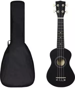 vidaXL Sopran-Ukulele-Set mit Tasche für Kinder, schwarz, 21" (70147)